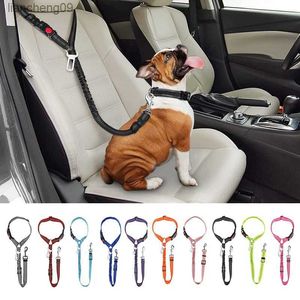 Solid Anti-Shock Two-in-One Dog Harness Leash Pet Car Seat Belt med Clip Backseat Safety Belt Kitten Krage Pet Accessories L230620