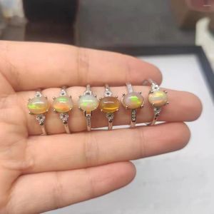 Cluster Rings 1pcs/lot S925 Silver Natural White Opal Ring Adjustable Female Gemstone Jewelry Rare Precious Accessories Multiple Styles Taki