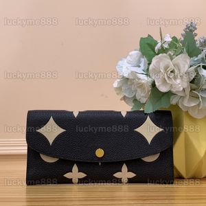 10A Mirror Quality Designers 19cm Emilie Wallet Womens präglade mönsterkort Holder Black Real Leather Coin Purse Lady Credit Card Wallets Luxurys Fashion Box Väskor