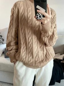 Designer tröja kvinnor kofta tröjor kvinnor krig häst broderi ull tröja kvinnor fleece fast färg tröja ny slouchy lös topp stickor kvinnor topp