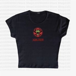 Damskie tshirt streetwear grunge urocza koszulka dziecięca y2k ubrania estetyczne szczupły dopasowanie punkowe emo dziewczyny seksowne graficzne koszulki Y2K 230724