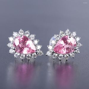 Stud Earrings Huitan Luxury Pink Pear Cubic Zirconia Women Temperament Sweet Engagement Wedding Party Fashion Jewelry