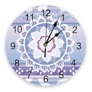 壁の時計紫色のマンダラ自由hoロマンチックな時計キッドルームモダンホーム装飾デジタルリビングステッカー