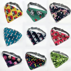 Dog Collars Adjustable Colorful Printing Neck Cat Scarf Puppy Bandana Collar Pet Bib Accessories Bandanas With ABS Buckle