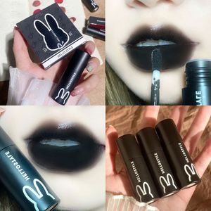 Ruj 1 3pcs Punk Gotik Siyah Mat Kahverengi Dudak Saten Tonu Su geçirmez Sıvı Liptsick Gloss Kore Kozmetik 230725