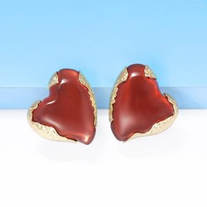 Dingle örhängen kreativ design röd harts hjärtformad för kvinnor vintage uttalande metall 2023 trend smycken gåvor