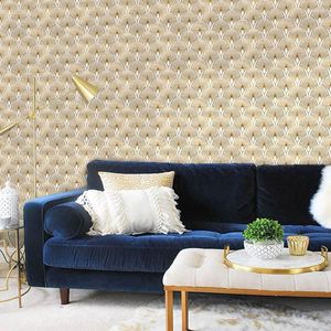 Wallpapers Gold Peacock Feather Wallpaper Self-Adhesive Peel And Stick Film Spliceable Bedroom Living Room Closet Furniture Sticker