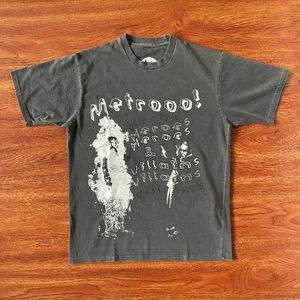 Tasarımcı Moda Giyim Hip Hop Tee Tshirts Metro Boomin Kahramanlar Kötülük Tee Tidal Tidal Ağır Yıkama Kısa Kollu T-Shirt