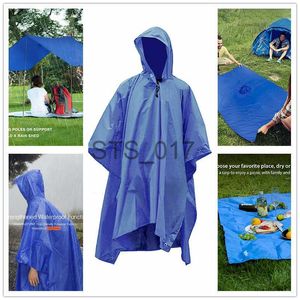 Raincoats 3 In 1 Hiking Poncho Rain Coat Backpack Waterproof Tarp with Hood Hunting Poncho Outdoor Camping Tent Mat Awning Shelter x0724