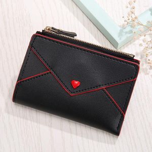 Plånböcker 2023 Kvinnor plånbok liten söt kärlek kort läder mini dragkedja purser portefeuille kvinnlig handväska koppling