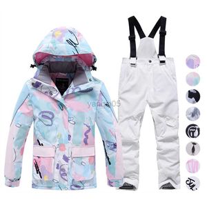 Down Coat New Kids Ski Suit Set Boys Girls Snowboard Coat Pants WaterProf Windproof Children Outdoor Sportwear Snowboard Suits Set HKD230725