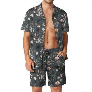 Men's Tracksuits Floral Print Butterfly Men Sets Black Crow Butterflies Novelty Casual Shirt Set Pattern Shorts Summer Vacation Suit Plus