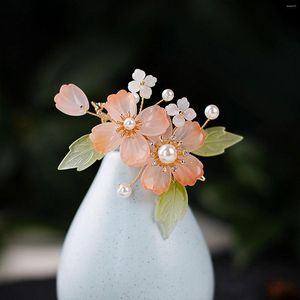 Haarspangen, Feen-Clip, chinesische Hanfu-Accessoires, Mädchen, Blumen-Perlen-Haarspangen, Vintage-Hochzeits-Haarnadeln, antiker Schmuck