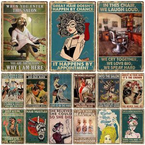 Vintage Hair Stylist Metal Tin Sign Frisör Metal Poster för Barber Shop Beauty Salon Home Coffee Wall Decor Metal Plack Personlig dekoration 30x20cm W01