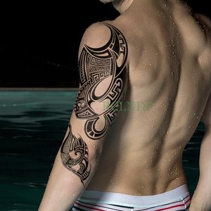 Adesivo de tatuagem temporária à prova d'água Totem tribal Tatuagem falsa Flash Tatuagem no corpo, perna traseira, braço, barriga, tamanho grande, para mulheres, homens, meninas