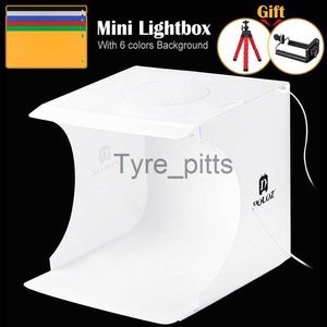 Flash Diffusers Puluz 20*20cm 8 mini Folding Studio Diffus Soft Box Lightbox med LED -ljus svart vit fotografering Bakgrund Foto Studio Box X0724 X0724 X0718