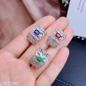 Cluster Rings KJJEAXCMY Boutique Jewelry 925 Sterling Silver Inlaid Natural Emerald Ruby Sapphire Gemstone Female Ring Support Review Luxu