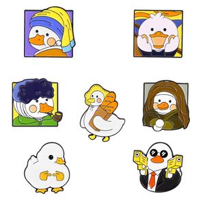 Cute Metal Enamel Duck Brooch Pins Cartoon Oil Painting Duck Brooches for Women Children Kids Lapel Pins Badge Fashion Jewelry Gift Accessory Wholesale
