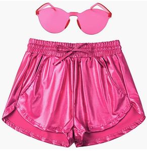 Women's Pants Girls Summer Shiny Beachwear Reflective Shorts with Drawstring Women Yoga Running Exercise Fitness Shorts Sexy Short Pants