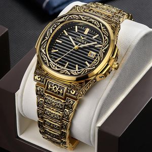 2022New Onola Designer Quartz Watch Men 2019 Benzersiz Hediye Bilekliği Su Geçirmez Moda Sıradan Vintage Golden Classic Luxury Watch 2767