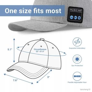 Portabla högtalare Ny hatt med Bluetooth -högtalare Justerbar Bluetooth -hatt trådlöst smart högtalartelefon CAP för utomhussport baseballmössa med mic R230725