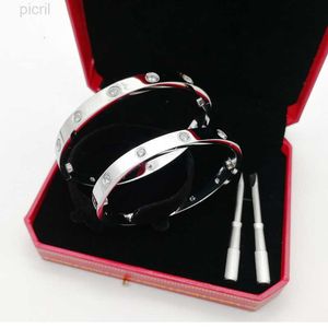 Steel Love Bracelets Bangles for Women Rose Gold Screw Screwdriver Bracelets Men with Ten Cz Stones Bangle Couple Jewelry Box