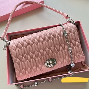 Designer Shiny Handbag Shoulder Bag Underarm Bag Button Closure Diamond Chain Soft Sheepskin Dermis High Quality Leather Shoulder Straps Removable Shoulder Strap