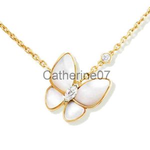 Pendant Necklaces Luxury necklace Designer Jewelry Two butterfly Pendant Necklaces for women rose gold diamond Red Bule White Shell stainless steel pla J0725