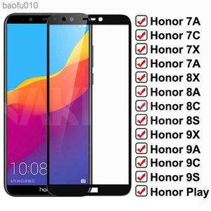 Huawei名誉のための9D保護ガラス7A 7C 7x 7Sフルカバー強化ガラス名誉8x 8C 8S 9x 9A 9S 9S Play Screen Protector L230619