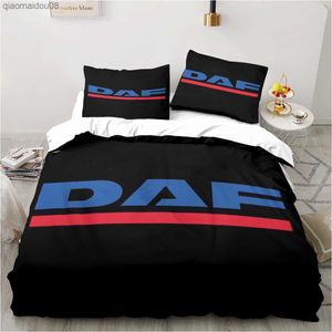 DAF Twin Bedding Truck Vintage Set 3 pezzi Comforter Set Letto Copripiumino Matrimoniale King Cover Tessili per la casa L230704