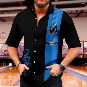 Camicie casual da uomo Camicia estiva Uomo hawaiano Manica corta Nota musicale Stampa Spiaggia Viaggi Abbigliamento oversize