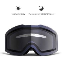 Skidglasögon Rockbros Photochromic Ski Goggles Anti-dimma dubbelskikt Snowboard Glasögon Windproof Winter Snow Ski Eyewear Motor Ski Solglasögon HKD230725