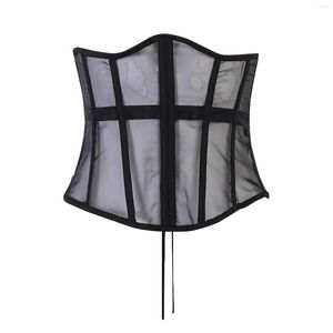 Cinture Vintage Party Waist Trainer Solid See Through Cincher Girdles Corsetto da donna Slim Fashion Streetwear Body Belt Sexy Mesh Goth