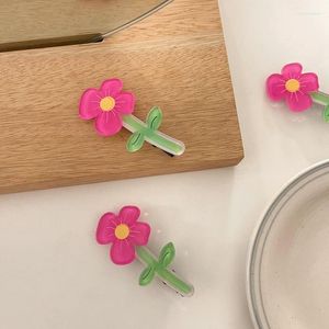 Hårtillbehör Korean Fashion Pink Floral Pins Clips Pannband Roliga söta barn Barrette Hårnålar för barnens huvudbonjeflickor