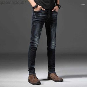 Jeans da uomo Jeans da uomo 2021 Arrivo Nessuno Zipper Taper Mid Softener Pencil Pants Heavyweight Full Length Casual Solid Pieghe Jeans1 L230725