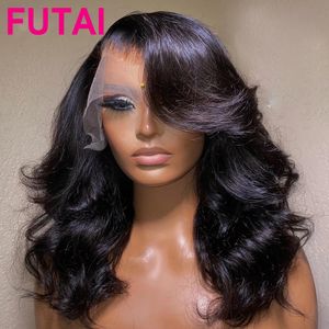 Wigs de renda onda corporal BOB 13x4 Cabelo brasileiro transparente Virgem Remy 5x5 Fechamento 180 Densidade 230314