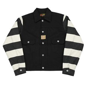 Damen-Daunenparkas BOB DONG Vintage Patchwork Prison Stripe Canvas Jacke Hot Rod Motorcycle Rugged Style 507xx Amekaji HKD230725