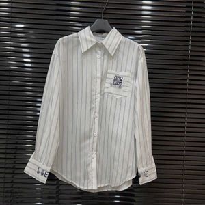 Men's Casual Shirts Original Standard 23 New LOE Embroidered Cotton Linen Stripe Shirt Loose and Slim Women's Sunscreen Coat Shirt Top