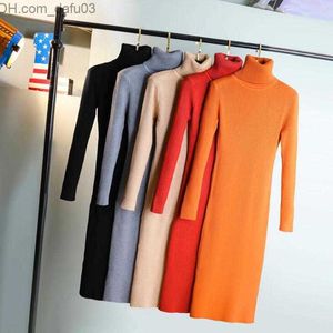 Basic Casual Dresses Casual Dresses Knitted Sweater Dress Women 2021 Autumn Winter Warm Long Sleeve Slim Bodycon Turtleneck Cashmere Lady Pullover Jumpers Z230725