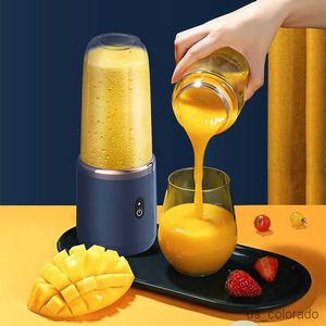 Juicers 6 Blades Portable Juicer Small Electric Juicer Fruit Automatic Smoothie Blender Kitchen Tool Food Processor R230725