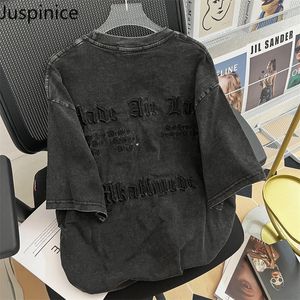 T-shirt da uomo Junice T-shirt vintage O-Collo Lettera stampata T-shirt manica corta casual T-shirt coppia in cotone stile street americano Y2K Abbigliamento 230724