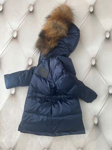 Designer di lusso White Duck Down Coates Inverno bambini spessi ragazzi ragazzi unisex blu scuro outwear per bambini con cappuccio impermeabile con cappuccio per bambini
