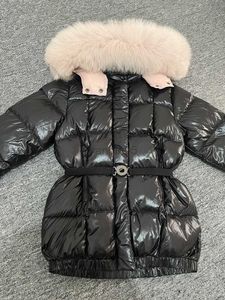Down Coat 2022 Winter Down Jacket For Girls Big Fur Collar Mid-Längd Fashion Kids Warm Hooded Coat Children's Solid Overrock HKD230725
