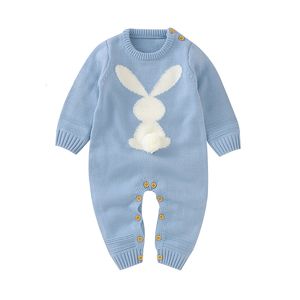 Pagliaccetti Baby Cute Rabbit Pom nato Toddler Tuta Outfit Manica lunga Autunno Infantile Ragazza Ragazzo Abbigliamento invernale Lavorato a maglia caldo 230724