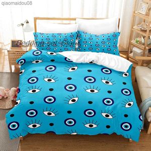 New Turkish Evil Eye Bedding Set Single Twin Full Queen King Size Bed Set Aldult Kid Bedroom Duvetcover Sets Eye Bed Sheet Set L230704