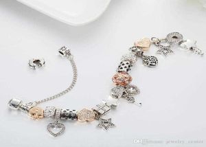 Charms a forma di cuore placcato argento di alta qualità 925 e braccialetto con ciondolo chiave per gioielli regalo con braccialetti con ciondoli22136496605133