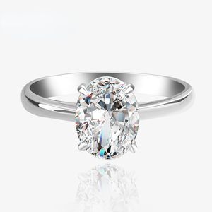 Venda quente gelo flor corte ovo em forma de diamante anel de diamante de alto carbono para mulher s925 prata esterlina jóias high-end
