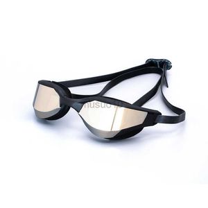 Gözlükler Yetişkin Yüzme Gözlükleri Su geçirmez ve sis geçirmez profesyonel yarış gözlükleri erkekler kadınlar serin gümüş kaplama yüzme ekipmanı toptan hkd230725