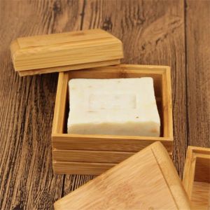 Saboneteira de bambu natural caixa de saboneteira de bambu suporte de armazenamento saboneteira placa caixa recipiente para banho chuveiro banheiro tomada de fábrica