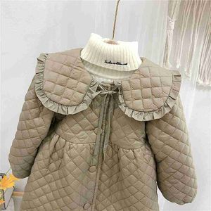 Daunenmantel 2023 Winter Kinder Kleidung Mädchen Baumwolle Mantel Neue Modische Winter Koreanischen Stil Samt und Dicke Feste Spitze Steppmantel HKD230725